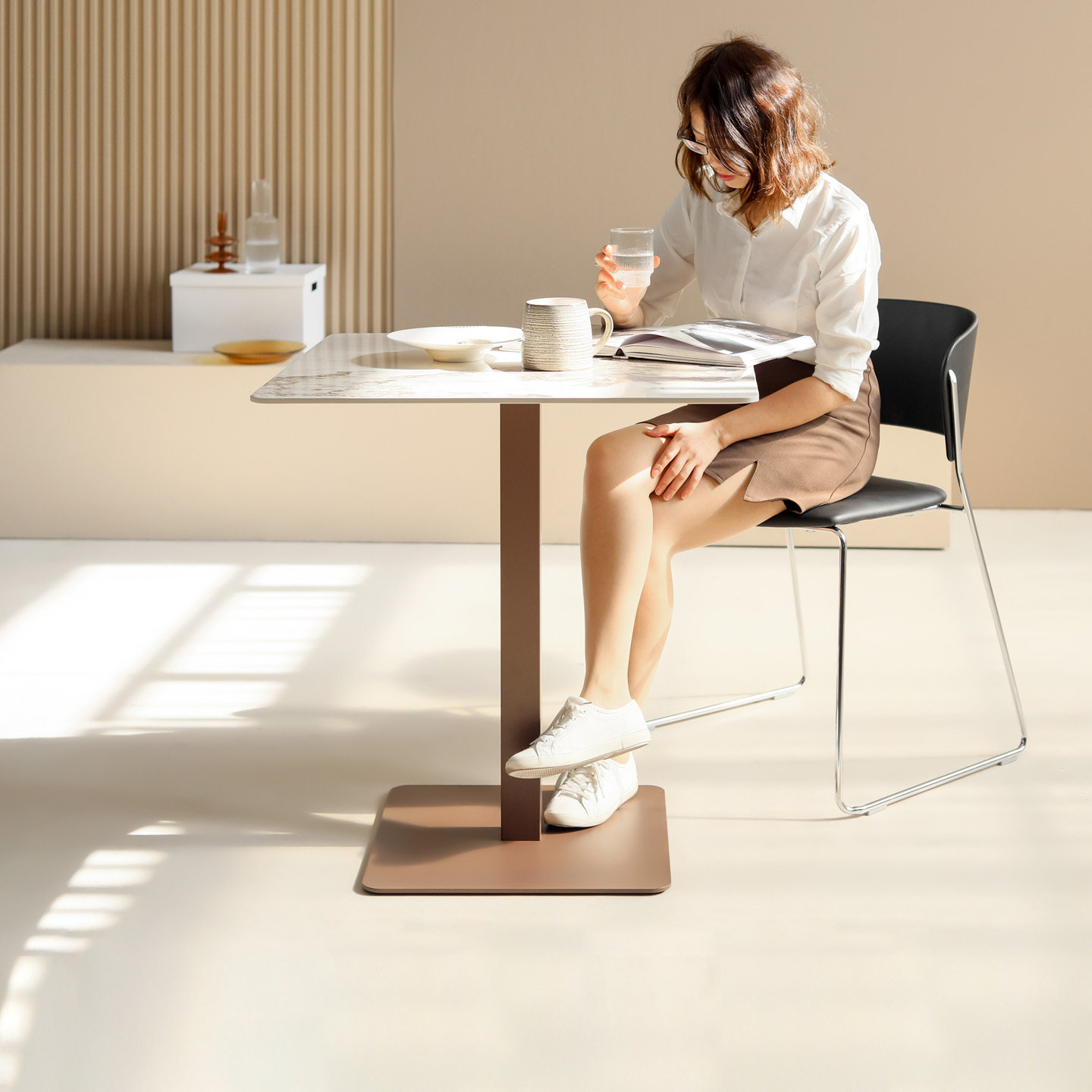 北欧简约岩板方形奶油风餐桌可拼桌家用户外阳台办公洽谈咖啡厅桌,住宅家具,岩板餐桌,淘宝优惠券,粉丝福利购,淘宝优惠卷