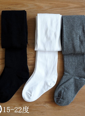 秋冬学生连裤袜灰色女童裤袜舞蹈袜大童棉打底袜儿童黑白色连体袜