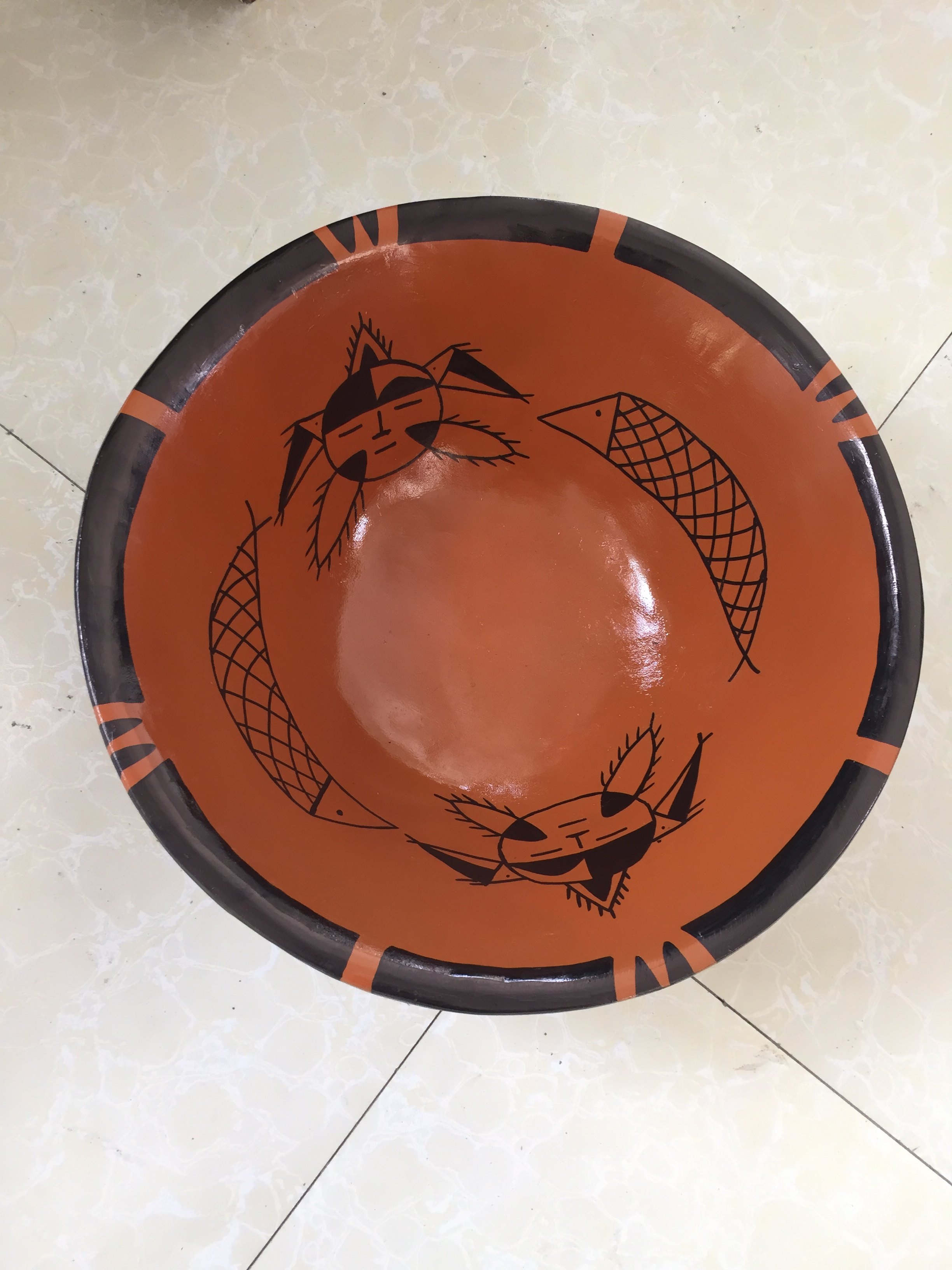 人面鱼纹盆彩陶盆模型  历史教学器材  科教  仿古 历史教室