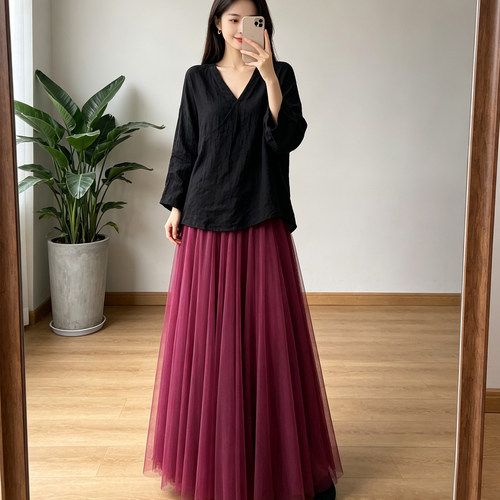 仙仙裙超大摆720度网纱飘逸仙气小个子海边度假时尚三层半身裙女