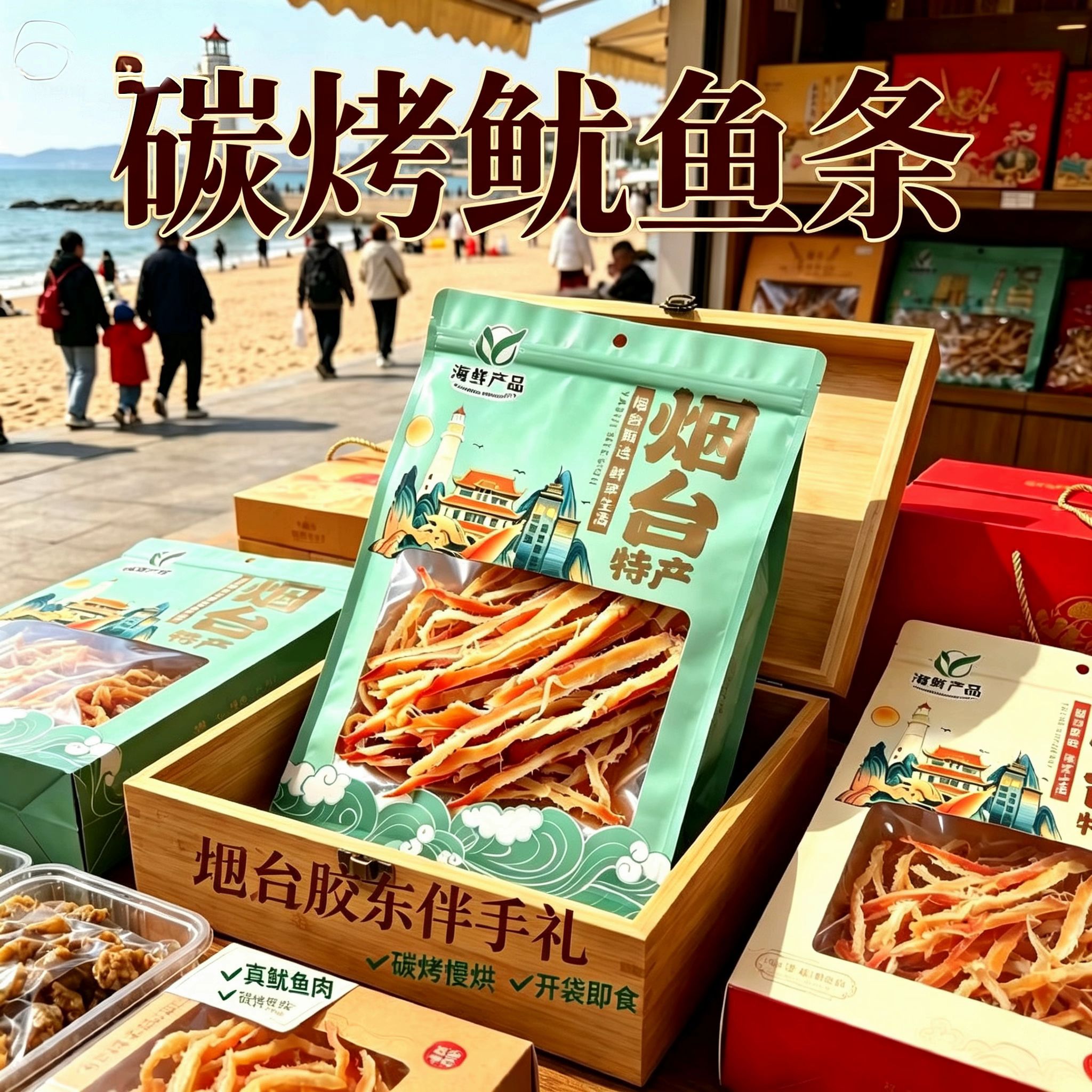[新品]烟台威海特产伴手礼纯碳烤鱿鱼条手撕鱿鱼条休闲零食无淀粉