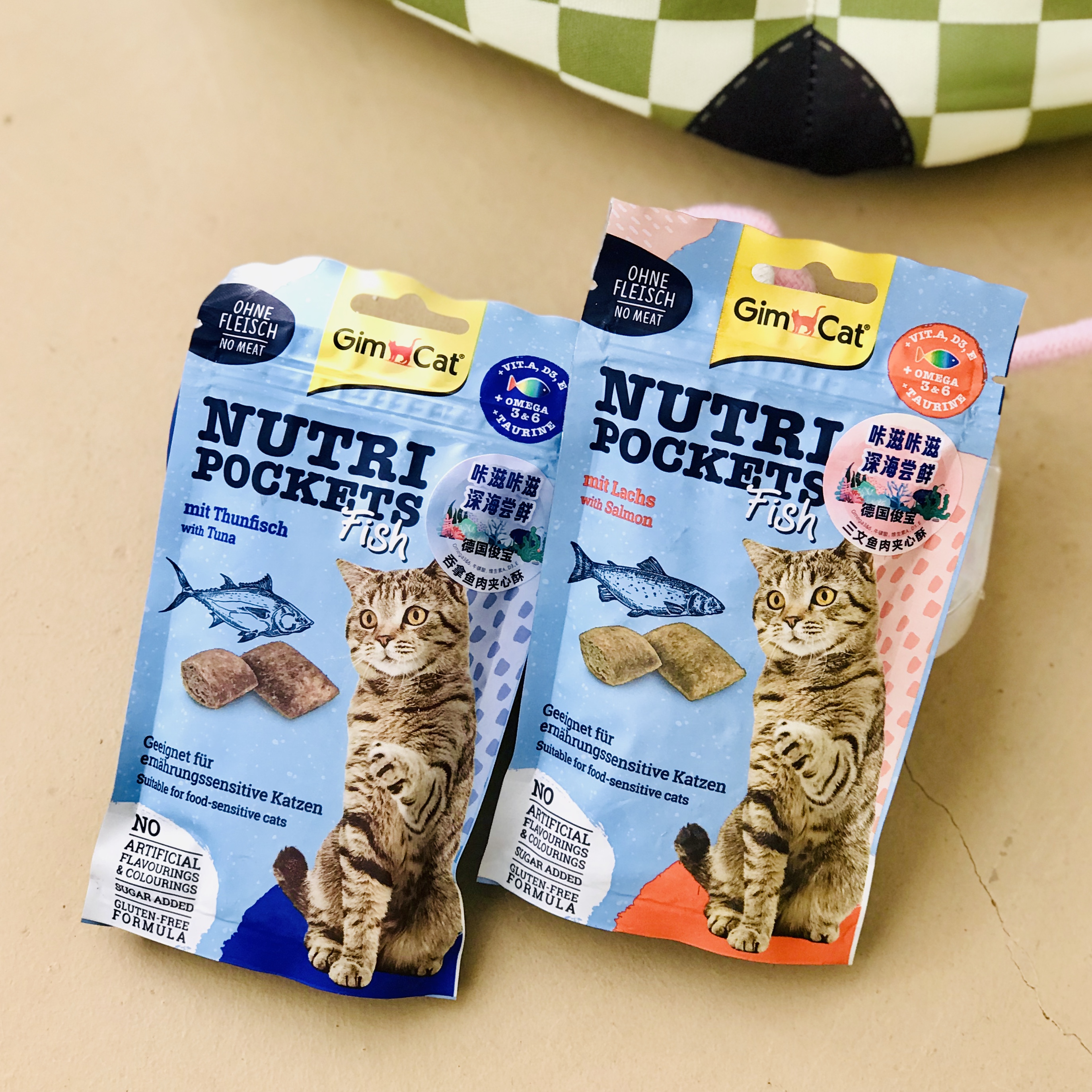 德国进口 Gimborn俊宝夹心酥猫零食猫饼干吞拿鱼三文鱼60g/袋