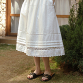 夏季 LLANO法式 蕾丝拼接半身长裙复古浪漫慵懒度假半裙小a裙子女装