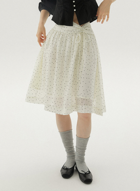 LLANO法式轻盈塔克褶半裙天丝莫代尔中裙小个子过膝小a裙子女秋季