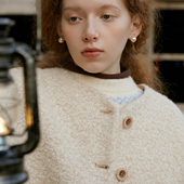 LLANO圈圈尼夹棉外套大衣软糯复古羊毛小个子穿搭厚外套女秋冬