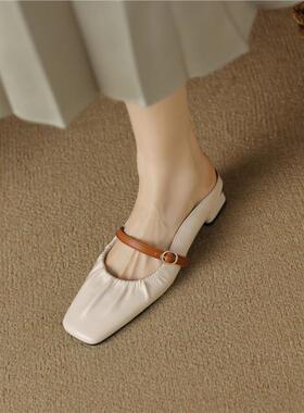 单鞋413233珍大码—43风凉外穿小码拖鞋半拖鞋女玛丽包头仙女夏季