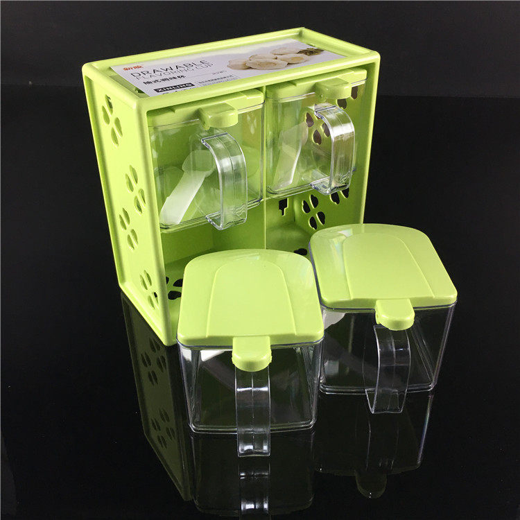 两格抽屉式带盖调味瓶糖盐罐