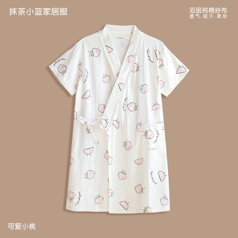2025睡裙田园风宽松甜美纯棉纱布睡衣女夏天休闲居家服可外穿睡裙