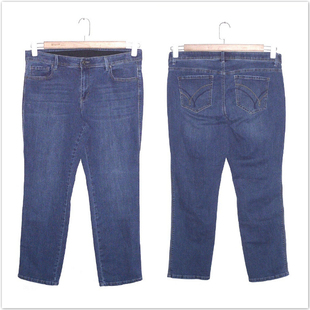 3尺有特大码 女水洗蓝色腰2尺4 200斤 高腰弹力牛仔直筒裤 胖MM大码