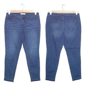 女水洗蓝腰围2尺2 清仓高腰弹力牛仔小脚裤 2尺5 小码 余单微瑕断码