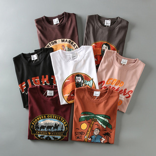T恤衫 高克重全棉男女士卡通印花圆领百搭休闲短袖 情侣潮 新款 夏季