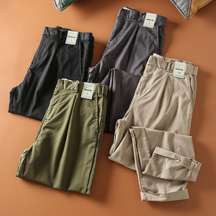 长裤 春夏新品 工装 全棉简约宽松休闲百搭直筒裤 子 日系复古青年男士