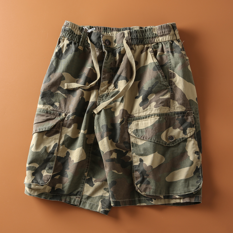 美式复古休闲迷彩工装短裤五分裤