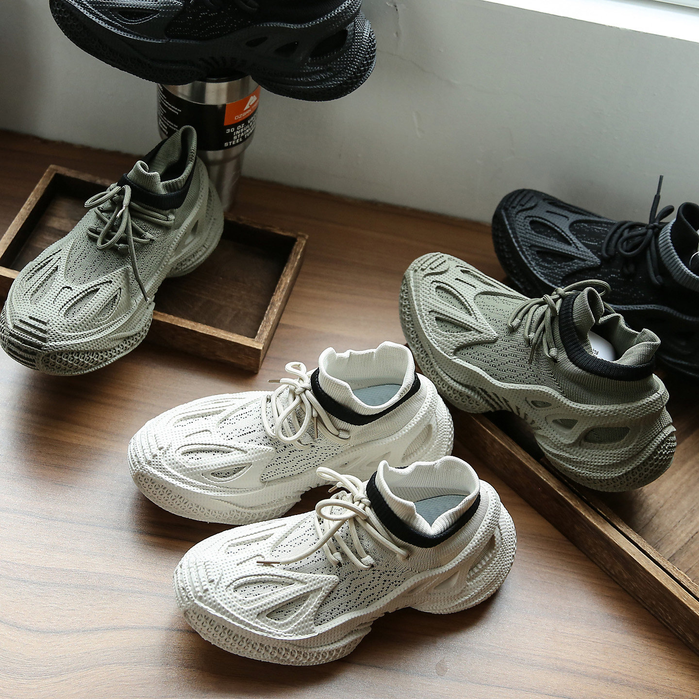 秋季新款飞织透气鞋面橡胶发泡大底男士户外徒步运动鞋舒适休闲鞋,流行男鞋,网面鞋,淘宝优惠券,粉丝福利购,淘宝优惠卷