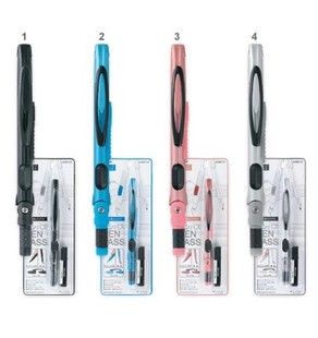 日本Raymay藤井JC801笔式圆规自动铅笔式套装笔形便携笔式全金属规脚学生数学圆规绘图圆规