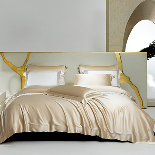 双面真丝四件套重磅28姆米私人定制手绣床单床笠被套罩桑蚕丝床品