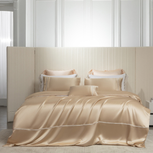轻奢进口25姆米真丝四件套100%桑蚕丝现代简约被套床单床品套件