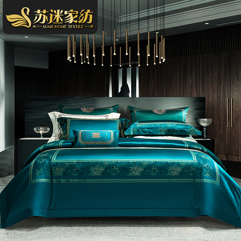 全棉四件套150支长绒棉色织提花