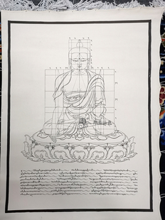 释迦牟尼佛度量画稿 唐卡布 DIY手绘自己画唐卡装饰画