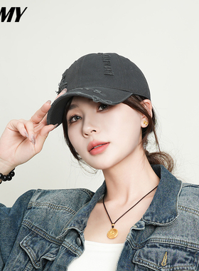 DLMY软顶夏秋棒球帽显脸小百搭鸭舌帽时尚街头韩版大头围破洞刺绣
