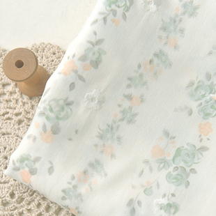 重影双层绿花墙绣花聚酯纤维布料  夏秋衬衫连衣长裙裤子童装面料