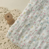 粉色彩小花泡泡织格聚酯纤维 汉服围巾娃衣旗袍面料 连衣裙子衬衫