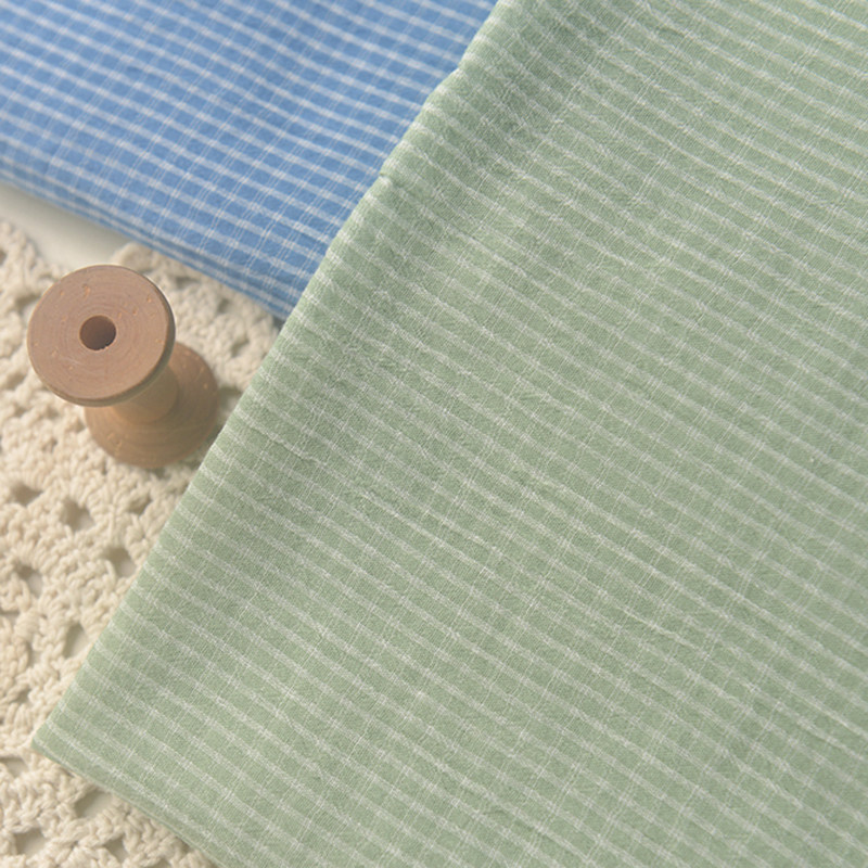 浅艾绿复古蓝泡泡格纯棉布 发圈娃衣服装连衣裙子帘民宿窗帘面料,居家布艺,海绵垫/布料/面料/手工diy,淘宝优惠券,粉丝福利购,淘宝优惠卷