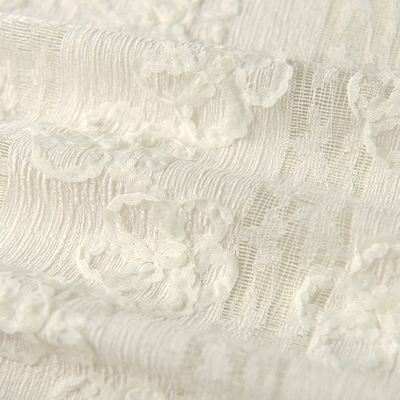 米白花瓣盘花绣花聚酯纤维 自制上衣连衣裙子头纱拍摄背景布面料