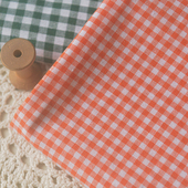 桌布沙发巾袋子裤 连衣裙子服装 子面料 发圈衬衫 橙白格绿白格棉麻