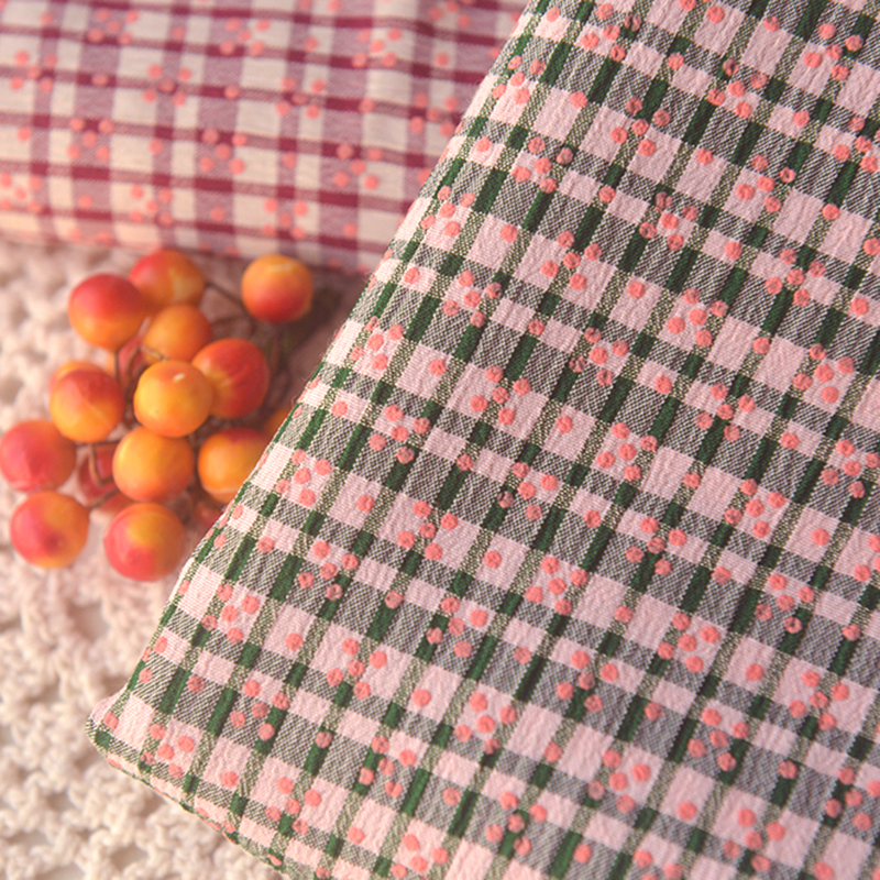 2色盐缩胶印涤纶布服装手工diy