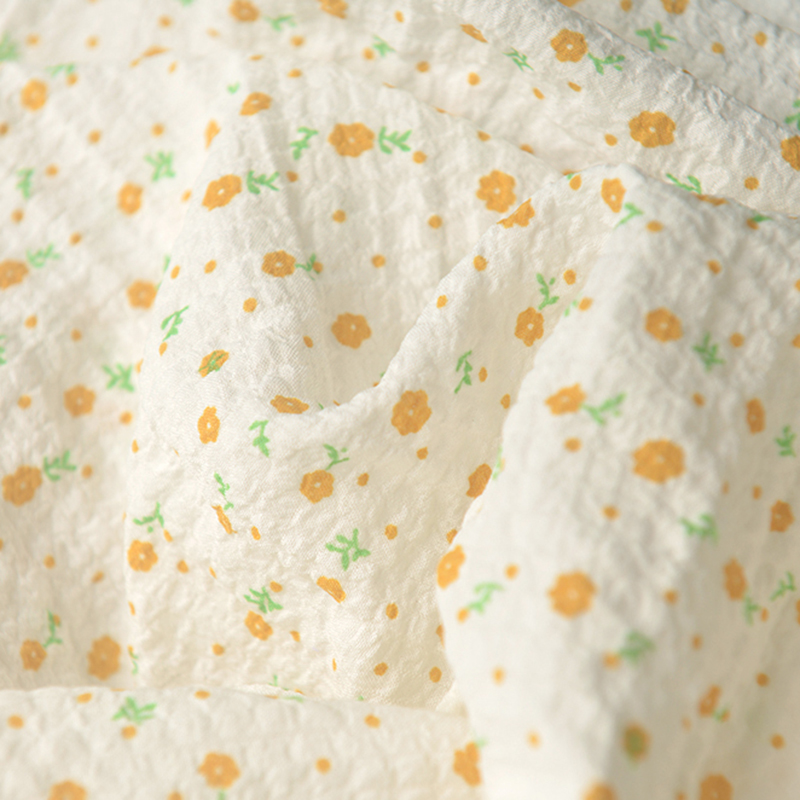 姜黄小花波点聚脂纤维布料 上衣连衣裙长裙娃衣汉服装围巾DIY面料,居家布艺,海绵垫/布料/面料/手工diy,淘宝优惠券,粉丝福利购,淘宝优惠卷