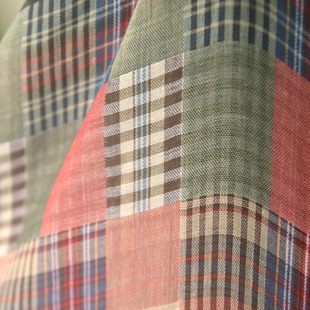 红蓝深咖拼格双层棉纱布  春秋衬衫长袍连衣裙服装围脖巾抱枕面料