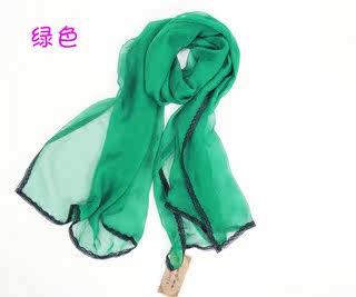 青年女冬季丝巾时尚包边装饰百变糖果色纯色拼接长形纱巾天丝