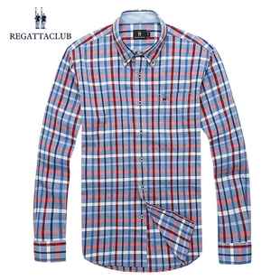 商务休闲棉质面料衬衫 RegattaClub春季 衬衫 长袖 宽松 格子衬衣男士
