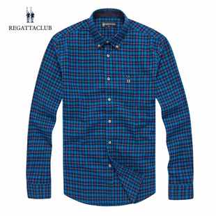 衬衫 RegattaClub秋季 长袖 格子衬衣男士 休闲商务 纯棉质面料衬衫