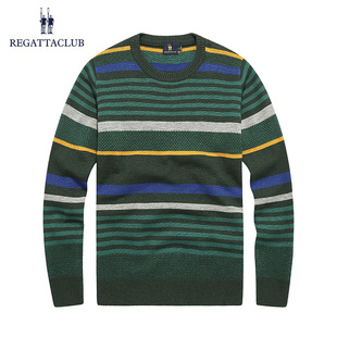 长袖 男士 条纹套头衫 直筒圆领羊毛衫 Regatta 线衫 Club秋冬新款