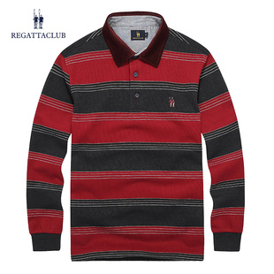男长袖 条纹POLO衫 t恤男翻领老板气质商务休闲 Club秋季 Regatta