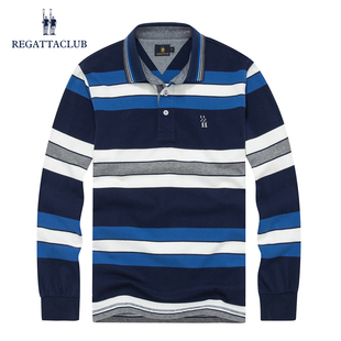 t恤男翻领时尚 Regatta 男长袖 条纹POLO衫 设计感上衣气质 Club秋季