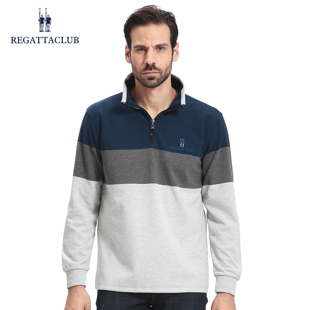 RegattaClub立领拼色商务长袖t恤