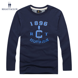 t恤男纯棉圆领百搭休闲时尚 纯色印花长袖 上衣 Club春秋季 Regatta