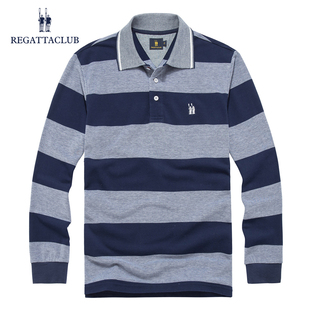 t恤男时尚 Regatta 男长袖 条纹POLO衫 潮流宽松舒适透气 Club春秋季
