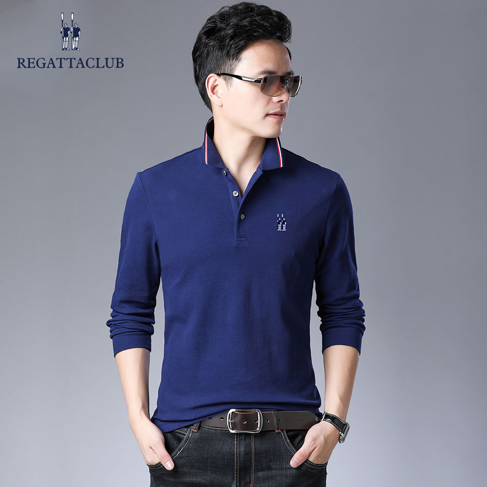 秋季商务休闲纯色polo衫长袖t恤