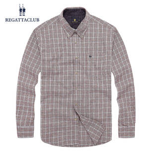 衬衫 RegattaClub秋季 长袖 内搭格子纯棉休闲衬衣男士 棉质面料衬衫