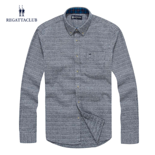 衬衫 RegattaClub秋冬季 长袖 千鸟格衬衣男士 加厚 纯棉质面料衬衫