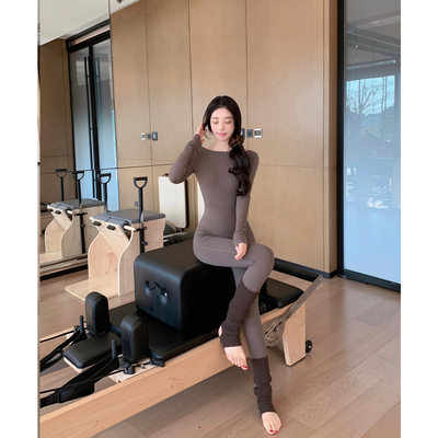 Byu run 新款高级感长袖连体瑜伽服女显瘦连身裤普拉提运动连体衣