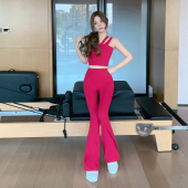 女收腹微喇叭长裤 Byu 单肩带胸垫运动背心瑜伽套装 新款 两件套 run