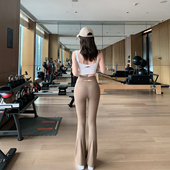 健身休闲舞蹈阔腿裤 Byu 女高腰提臀显瘦运动裤 裸感瑜伽喇叭裤 run