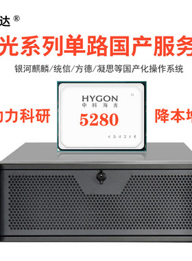 单路海光5280服务器16核心+32GCEE+512G固态硬盘+2THDD国产工控机