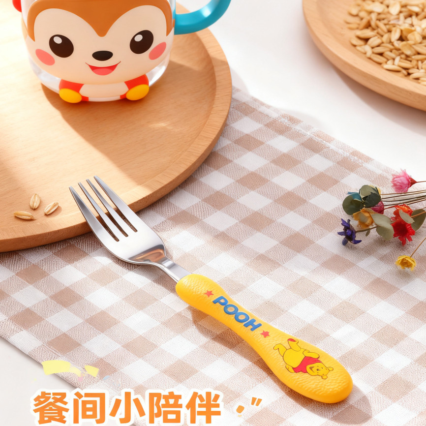 不锈钢儿童卡通勺筷叉可爱卡通宝