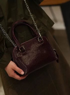 迷你mini小包2026新款时尚贝壳包个性蛇纹百搭单肩斜挎链条手提包